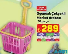 UÇAR OYUNCAK ÇEKÇEKLİ MARKET ARABASI 16 PARÇA
